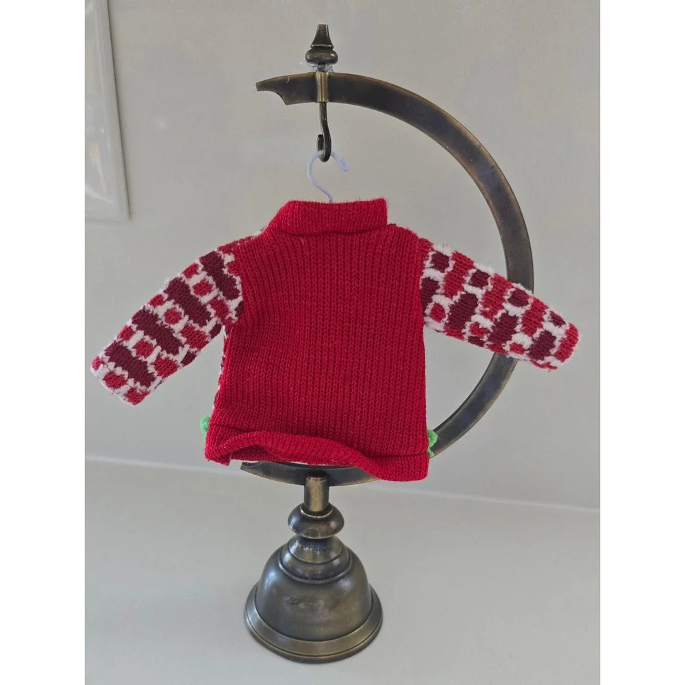 New Kurt Adler Miniature Red Knit Ugly Christmas Sweater Ornament Stockings
